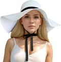 Overdimensionerede strandstråhatte til kvinder, floppy, ekstra stor solskærmshat med bred skygge, sommer-roll-up stor strandhat til kvinder, foldbar White&Black