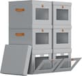 Storage Boxes with Lids 4/6 pcs, Foldable Fabric Boxes 42×30×28 cm with Window and Handle Grey 6 Pack