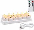 4/6/8/10 pcs Rechargeable LED Tealights, Flameless Candles with Remote Control, Timer and Charging Base, White 10pcs