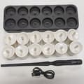 12-pack Rechargeable Flameless LED Tea Lights with Charging Base, Remote Control, and Timer for Halloween and Home Black&White Magic Wand