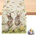 Table Runner Easter 183x33cm - Easter Table Decoration with Easter Bunny, Flowers & Eggs Spring Decoration for Home & Party F