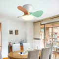 Miniatyrbild 1 av 7: Ceiling fan with LED lighting 24 W, 6 speeds, 3 ABS blades, silent with remote control and wall switch for bedroom Multicolor 51cm-Wall Control