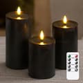 3-pack Black Halloween Flameless LED Pillar Candles with Flickering Effect, Remote Control and 2/4/6/8H Timer 3pcs