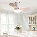 Ceiling fan with LED lighting 51/71/92 cm, 6 speeds, remote control, reversible DC motor, low profile for bedroom White 51cm-Remote Control