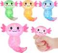 4-delt Axolotl Squishy Sett – Glitrende, Morsomme, Klemme Sensoriske Anti-Stress Leker