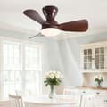 Ceiling fan with LED lighting 51/71/92 cm, 6 speeds, remote control, reversible DC motor, low profile for bedroom Walnut 51cm-Remote Control