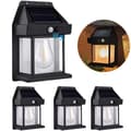 4-pack solcellsvägglampor utomhus, trådlösa, 3 lägen, rörelsesensor, dekorativ belysning för trädgård