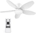Ceiling fan with LED lighting 63/108 cm, 40 W, 5 ABS blades, remote control, 6 speeds, dimmable, quiet DC motor White 108cm