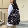 Backpack for Women and Men with Star Pattern, Lightweight Nylon Bag with Pockets, 42x30x13 cm Black