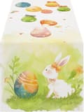 Easter Table Runner 33x183cm – Easter Table Decoration with Easter Eggs Rustic Spring Decoration for Kitchen & Dining Room ZQ-361