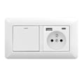 Miniatyrbild 1 av 4: 1/2 pc Duo Switch + French Socket with USB + Type C – Renovation Kit Wall Socket White 1-Pack