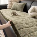 Thick Chenille Sofa Cover, Non-Slip Soft Couch Protector for Family and Pets Green 70x70cm