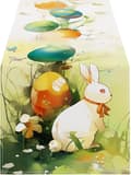 Easter Table Runner 33x183cm – Easter Table Decoration with Easter Eggs Rustic Spring Decoration for Kitchen & Dining Room ZQ-362