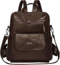 Women's PU Leather Backpack, Small Handbag and Shoulder Bag, Waterproof Backpack for Shopping and Travel Coffee
