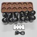 12-pack Rechargeable Flameless LED Tea Lights with Charging Base, Remote Control, and Timer for Halloween and Home Brown&Black Remote
