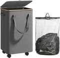 Large Laundry Basket with Wheels – 70L Foldable Laundry Hamper with Lid and Removable Inner Bag