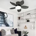 Ceiling fan with LED lighting 65/95/110 cm, 5 blades, remote control, 6 speeds, quiet reversible DC motor Black 65cm