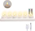 4/6/8/12-pack Rechargeable Flameless LED Tealights with Remote Control, Timer, and Charging Base for Christmas and Weddings 12pcs+Remote