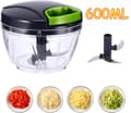600/1000ML Manual Onion Chopper and Garlic Chopper, Mixer for Meat and Vegetables