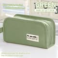 Large Capacity Pencil Case, Double Layer with 5 Compartments, Multifunctional Pencil Case for School Green
