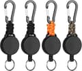 3/4-pack Utdragbar Nyckelring med Karbinhake – Kraftig Badge-rulle med 60 cm ståltråd C-4-Pack