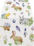 Easter Table Runner 33x183cm – Easter Table Decoration with Easter Eggs Rustic Spring Decoration for Kitchen & Dining Room ZQ-303