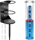 Rain gauge for garden, accurate precipitation meter with metal stand, large digits and red float