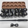 12-pack Rechargeable Flameless LED Tea Lights with Charging Base, Remote Control, and Timer for Halloween and Home Brown&Black Magic Wand