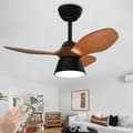 80 cm LED-takfläkt med belysning, fjärrkontroll, vändbar DC-motor, dimbar tyst fläkt för sovrum Walnut