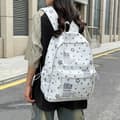 Backpack for Women and Men with Star Pattern, Lightweight Nylon Bag with Pockets, 42x30x13 cm Light Grey