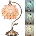 Bordlampe i Tiffany-stil med glasblomster og messingfod – Elegant skrivebordslampe