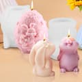 Silicone Mold Easter Bunny 1/2-Pack – Casting Mold for Plaster, Resin & Candles, Easter Silicone Mold DIY for Easter Decoration Hobby A+B-2pcs