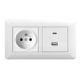 Miniatyrbild 1 av 4: 1/2 pc Duo French Socket + USB/Type C – Built-in Wall Socket 1 AC + 1 USB + 1 Type C 1-Pack