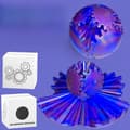 Steampunk Fidget Leksak Stressboll – Sensorisk Antistressleksak 3D-printad Blue-red