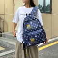 Backpack for Women and Men with Star Pattern, Lightweight Nylon Bag with Pockets, 42x30x13 cm Dark Blue