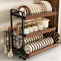 Dish Rack 2/3 Tiers in Stainless Steel, Removable Cutlery Holder and Drip Tray, Space-Saving Kitchen 3-Tier