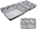 8-pack Felt Drawer Insert Storage Box Organizer for Makeup Drawer, Dresser & Office Light Gray