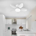 Ceiling fan with LED lighting 65/95/110 cm, 5 blades, remote control, 6 speeds, quiet reversible DC motor White 65cm