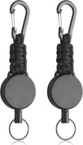 Retractable Keychain with Carabiner 1/2/3/5-pack – Tactical ID Holder with 60 cm Steel Wire and Paracord 2-Pack