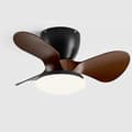 Ceiling fan with LED lighting 24 W, 6 speeds, 3 ABS blades, silent with remote control and wall switch for bedroom Black & Walnut 51cm-Wall Control
