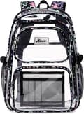 Transparent Backpack for Girls, Clear School Backpack for Kids, Practical and Durable School Bag 45x32x17 cm Black