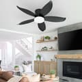 Ceiling fan with LED lighting 65/95/110 cm, 5 blades, remote control, 6 speeds, quiet reversible DC motor Black 110cm