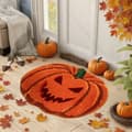 Badeværelsesmåtte Halloween Græskar, Skridsikker Mikrofibermåtte, Absorberende og Vaskbar, Efterårsdekoration