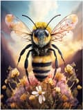 Bie & Blomster 5D Diamantmaling, Diamond Art Broderisett for Voksne 30x40cm