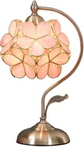 Bordlampe i Tiffany-stil med glasblomster og messingfod – Elegant skrivebordslampe