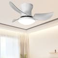 Ceiling fan with LED lighting 58 cm, 3 transparent frosted ABS blades, remote control, 3 color temperatures, dimmable, quiet White 58cm