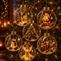 6/8-pakning Lysende Julekuler LED, Varmhvitt Lys, Hengende Julepynt til Juletre og Juledekorasjon D