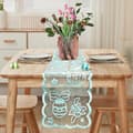 Easter Table Runner 183x33 cm - FainFun Easter Table Runner with Rabbit Motif, Spring Decoration for Dining Table Home Party Blue
