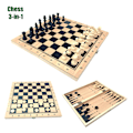 Miniatyrbild 1 av 5: 39*39CM Spelkit Schack, Dam och Kvarnspel Set 3 i 1 Trä Vikbar