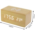 Miniatyrbild 5 av 5: Digital termometer väckarklocka i trä Digital väckarklocka LED Di